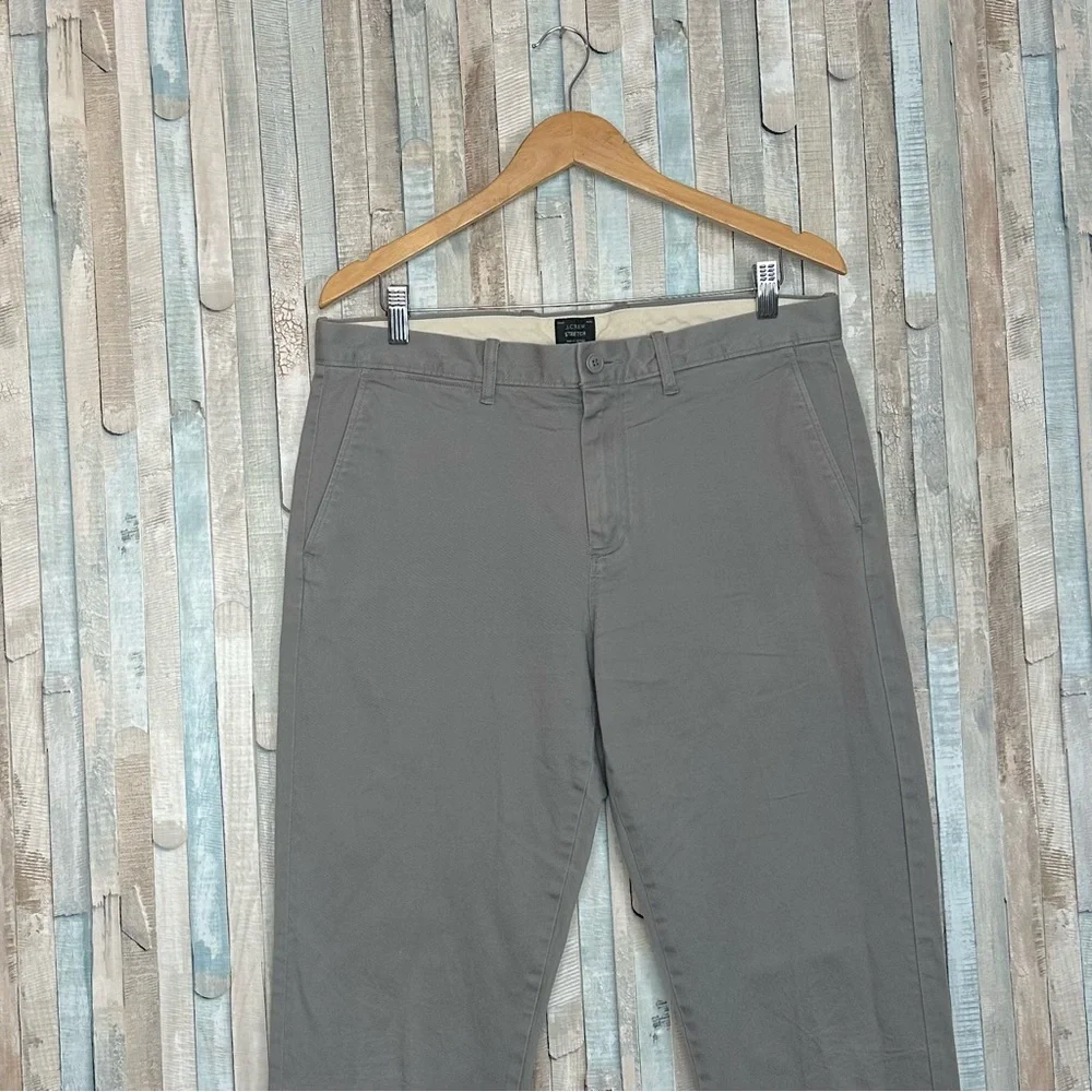 J Crew 33 Gray Stretch Chino Twill 770 Khaki‎ Pant Trouser Straight Fit Leg
